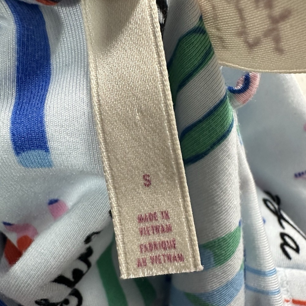 Lyre Bird Anthropologie Womens Pajama Top Long Sleeve Size Small Ski Print - Picture 3 of 4